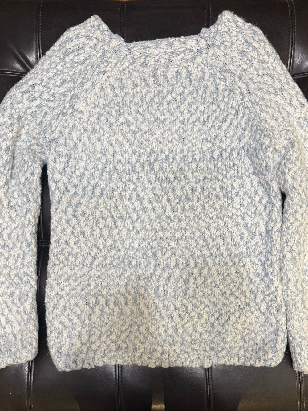 Buffalo David Bitton Light Blue and White Textured Scoop Neck Sweater